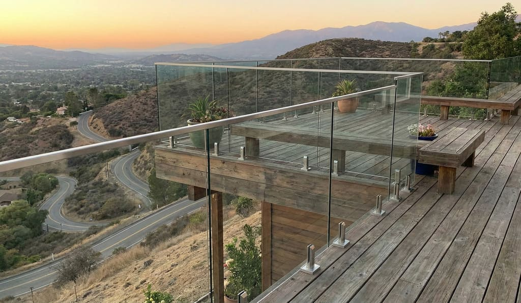 Hillside Glass Railing Installation